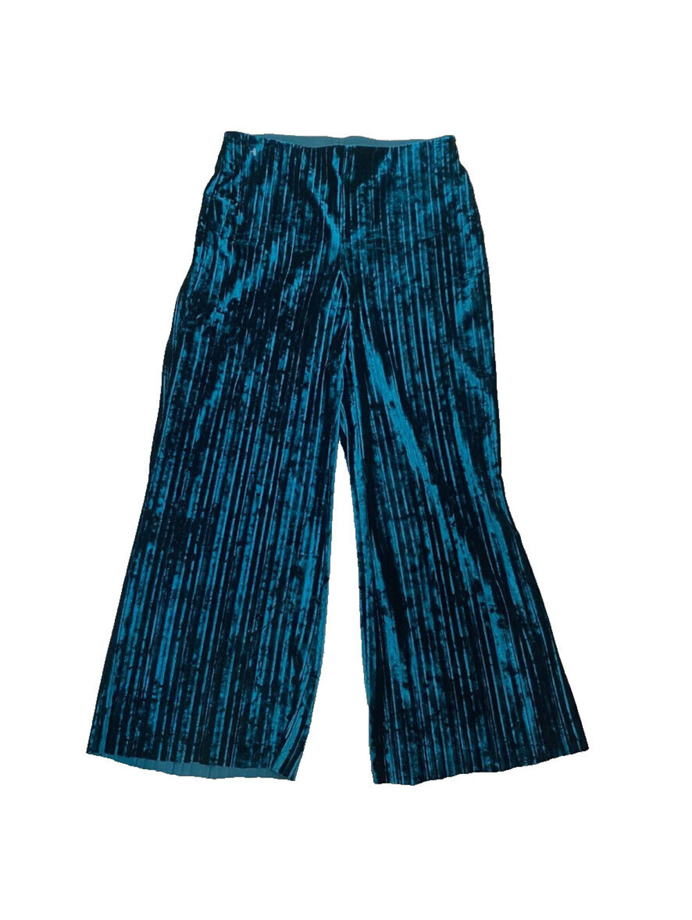 READ! Rachel Zoe Pants Size M Green Crushed Velvet Pleated Wide Leg Pull On